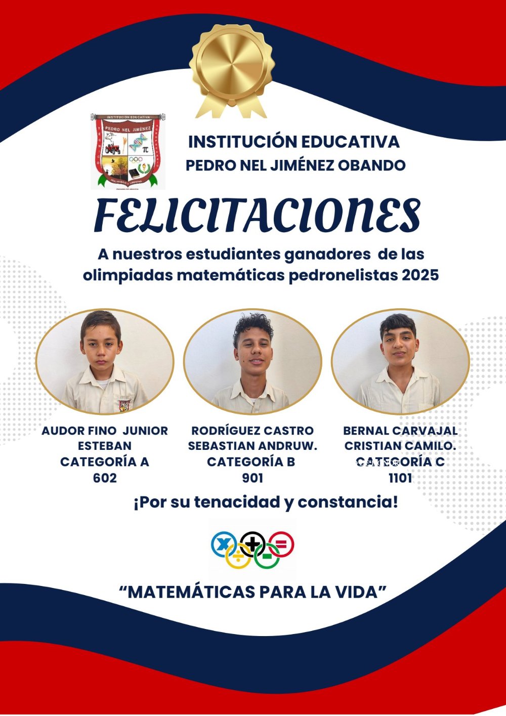 GANADORES DE LAS OLIMPIADAS MATEMATICAS PEDRONELISTAS 2025